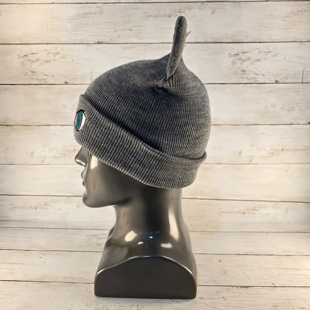 NWT Akibento Anime Cat Ear Beanie Gray Embroidered Blue Eyes Ribbed Knit Hat NWT